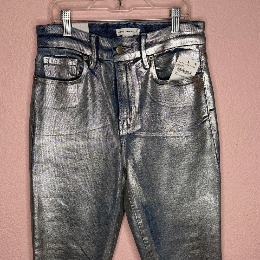 Good American Good Legs Coated Skinny Jean Indigo Silver03. Size 2/26 - Picture 2 of 10
